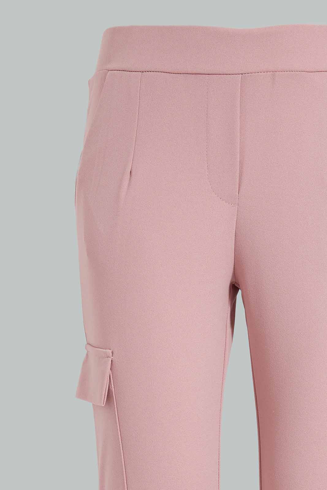 Redtag-Pink-Knitted-Cargo-Pocket-Pants-Category:Trousers,-Colour:Apricot,-Deals:New-In,-Filter:Senior-Girls-(9-to-14-Yrs),-GSR-Trousers,-New-In-GSR-APL,-Non-Sale,-Section:Girls-(0-to-14Yrs),-TBL,-W22O-Senior-Girls-9 to 14 Years