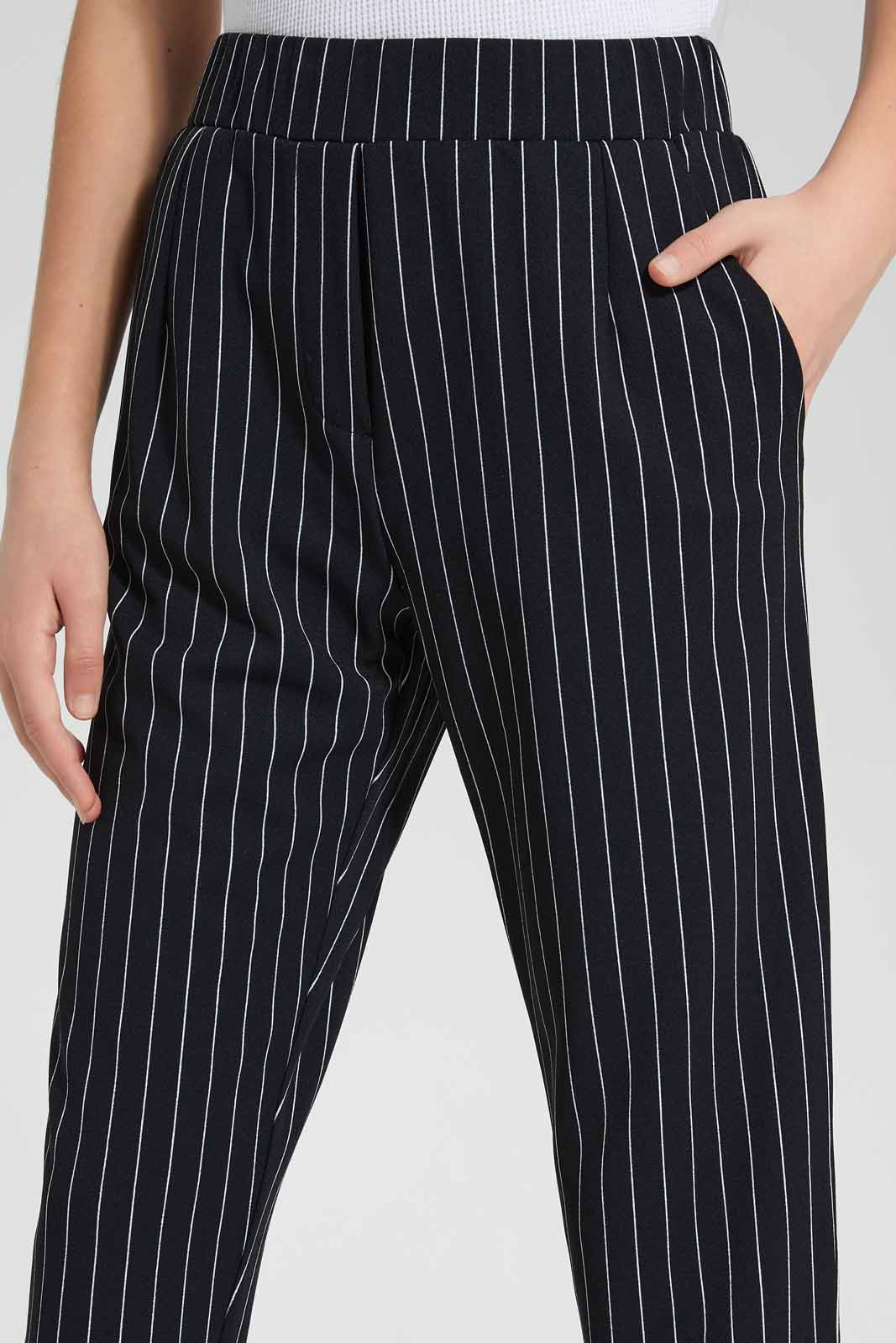Redtag-Black/White-Stripes-Knitted-Harem-Pant-Category:Trousers,-Colour:Assorted,-Deals:New-In,-Filter:Senior-Girls-(9-to-14-Yrs),-GSR-Trousers,-New-In-GSR-APL,-Non-Sale,-Section:Girls-(0-to-14Yrs),-TBL,-W22O-Senior-Girls-9 to 14 Years