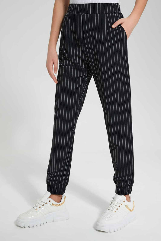 Redtag-Black/White-Stripes-Knitted-Harem-Pant-Category:Trousers,-Colour:Assorted,-Deals:New-In,-Filter:Senior-Girls-(9-to-14-Yrs),-GSR-Trousers,-New-In-GSR-APL,-Non-Sale,-Section:Girls-(0-to-14Yrs),-TBL,-W22O-Senior-Girls-9 to 14 Years