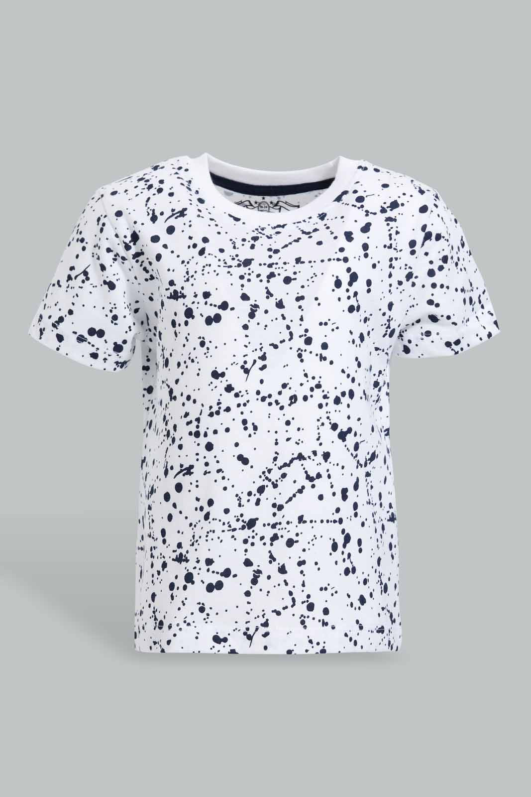 Redtag-Navy-Solid-And-White-Splatter-Print-Tshirt-2-Pack-Category:T-Shirts,-Colour:Navy,-Deals:New-In,-Filter:Infant-Boys-(3-to-24-Mths),-INB-T-Shirts,-New-In-INB-APL,-Non-Sale,-Section:Boys-(0-to-14Yrs),-W22O-Infant-Boys-