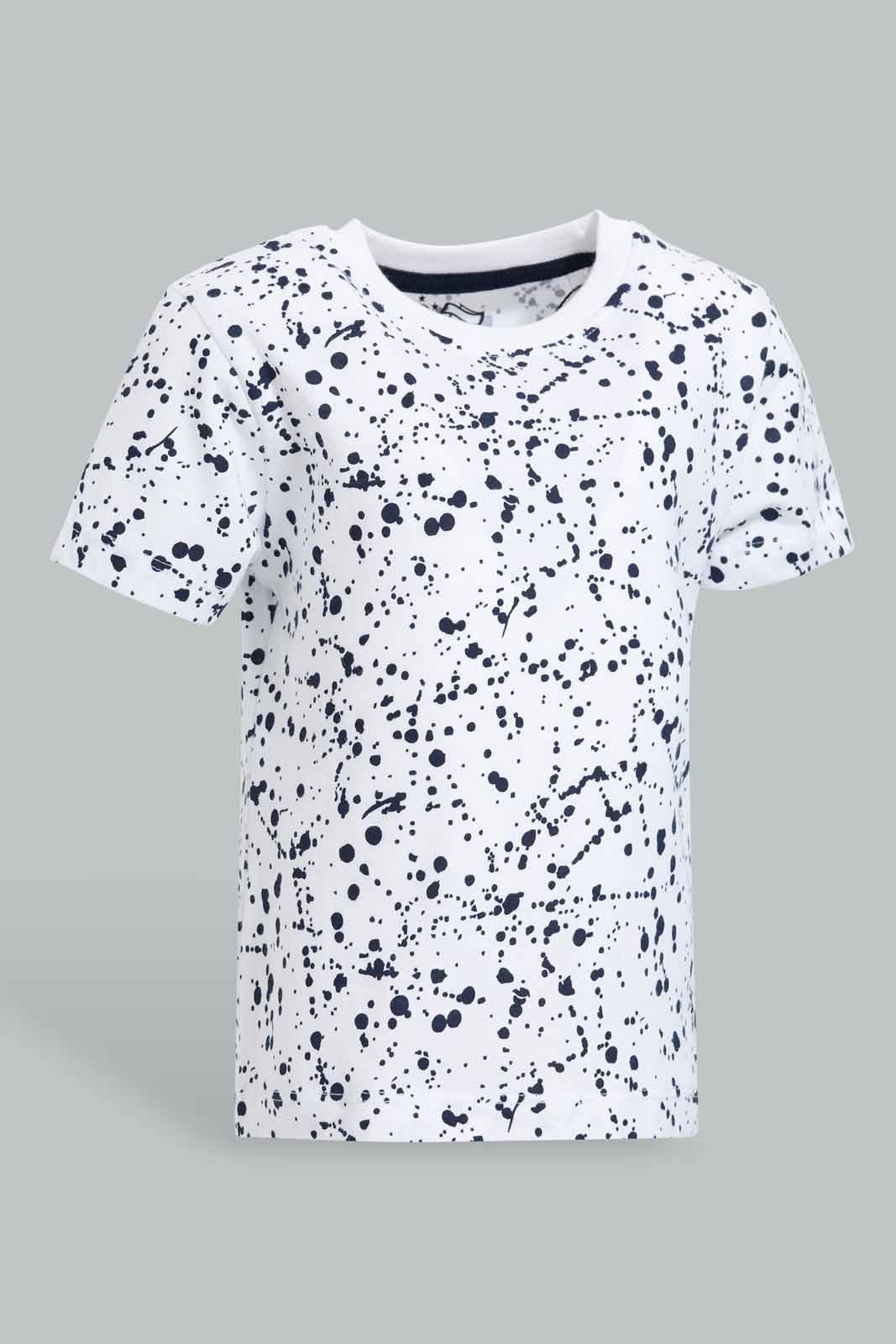 Redtag-Navy-Solid-And-White-Splatter-Print-Tshirt-2-Pack-Category:T-Shirts,-Colour:Navy,-Deals:New-In,-Filter:Infant-Boys-(3-to-24-Mths),-INB-T-Shirts,-New-In-INB-APL,-Non-Sale,-Section:Boys-(0-to-14Yrs),-W22O-Infant-Boys-