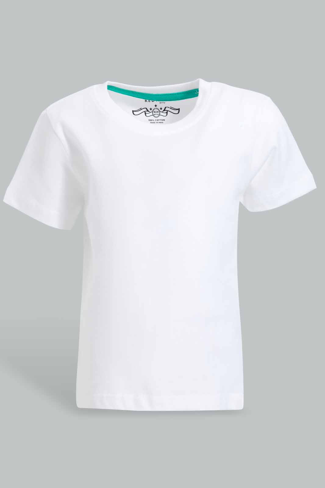 Redtag-Green-Dino-Tshirt-With-White-Solid-Tshirt-2-Pack-Category:T-Shirts,-Colour:Green,-Deals:New-In,-Filter:Infant-Boys-(3-to-24-Mths),-INB-T-Shirts,-New-In-INB-APL,-Non-Sale,-Section:Boys-(0-to-14Yrs),-VLM,-W22O-Infant-Boys-