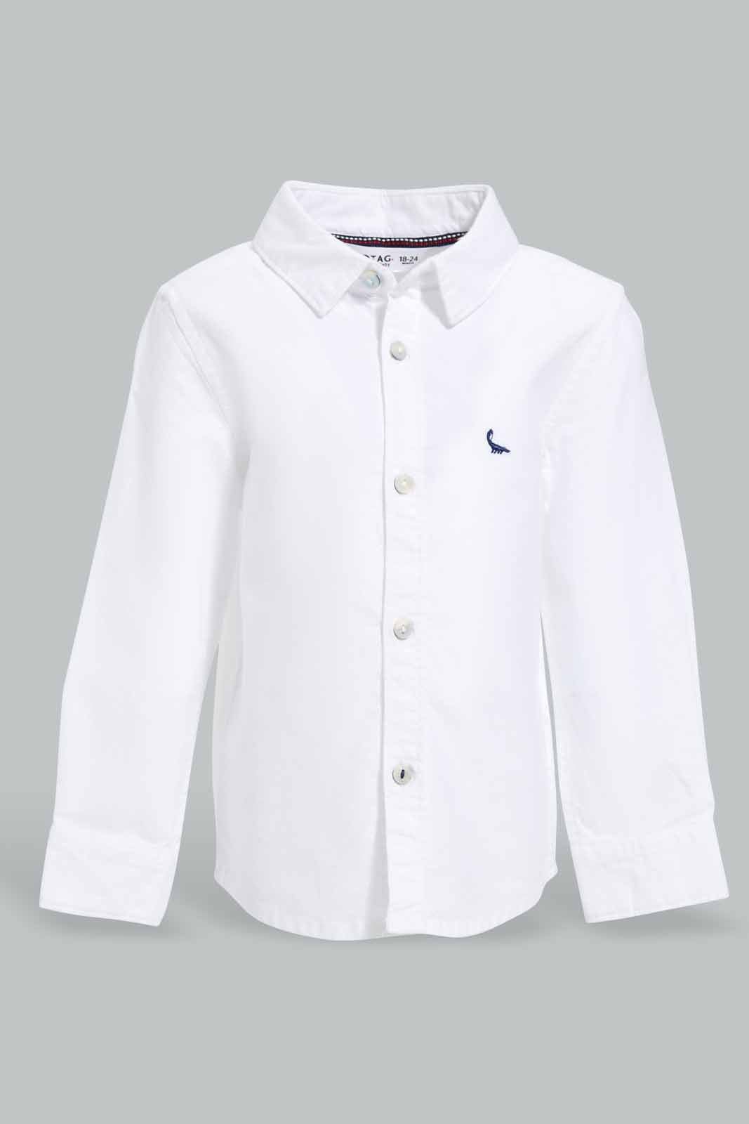 Redtag-White-Oxford-Shirts-Long-Sleeve-Category:Shirts,-Colour:White,-Deals:New-In,-Filter:Infant-Boys-(3-to-24-Mths),-INB-Shirts,-New-In-INB-APL,-Non-Sale,-Section:Boys-(0-to-14Yrs),-W22O-Infant-Boys-3 to 24 Months