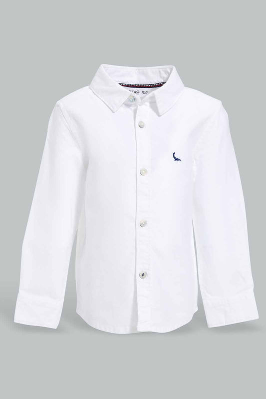 Redtag-White-Oxford-Shirts-Long-Sleeve-Category:Shirts,-Colour:White,-Deals:New-In,-Filter:Infant-Boys-(3-to-24-Mths),-INB-Shirts,-New-In-INB-APL,-Non-Sale,-Section:Boys-(0-to-14Yrs),-W22O-Infant-Boys-3 to 24 Months