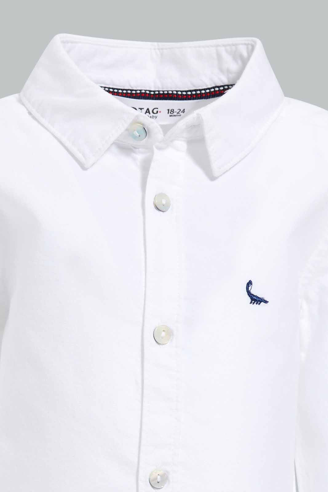 Redtag-White-Oxford-Shirts-Long-Sleeve-Category:Shirts,-Colour:White,-Deals:New-In,-Filter:Infant-Boys-(3-to-24-Mths),-INB-Shirts,-New-In-INB-APL,-Non-Sale,-Section:Boys-(0-to-14Yrs),-W22O-Infant-Boys-3 to 24 Months