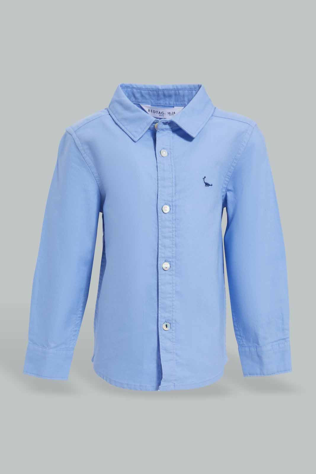 Redtag-Blue-Oxford-Shirts-Long-Sleeve-Category:Shirts,-Colour:Blue,-Deals:New-In,-Filter:Infant-Boys-(3-to-24-Mths),-INB-Shirts,-New-In-INB-APL,-Non-Sale,-Section:Boys-(0-to-14Yrs),-W22O-Infant-Boys-3 to 24 Months