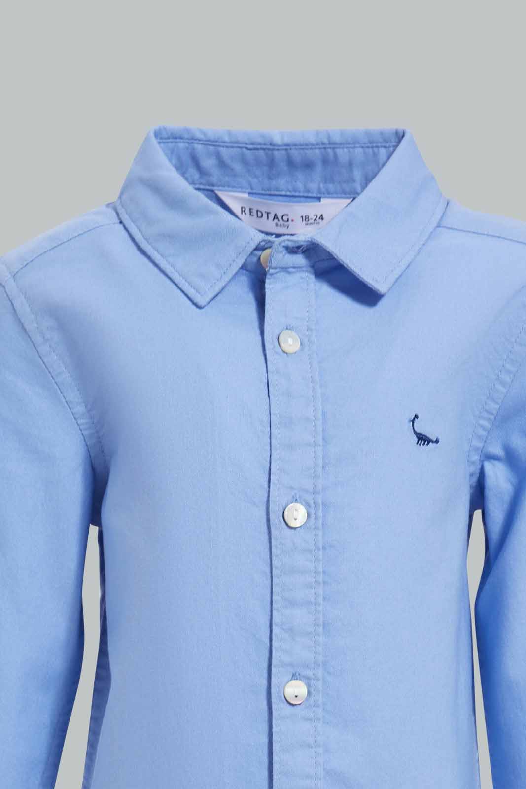 Redtag-Blue-Oxford-Shirts-Long-Sleeve-Category:Shirts,-Colour:Blue,-Deals:New-In,-Filter:Infant-Boys-(3-to-24-Mths),-INB-Shirts,-New-In-INB-APL,-Non-Sale,-Section:Boys-(0-to-14Yrs),-W22O-Infant-Boys-3 to 24 Months