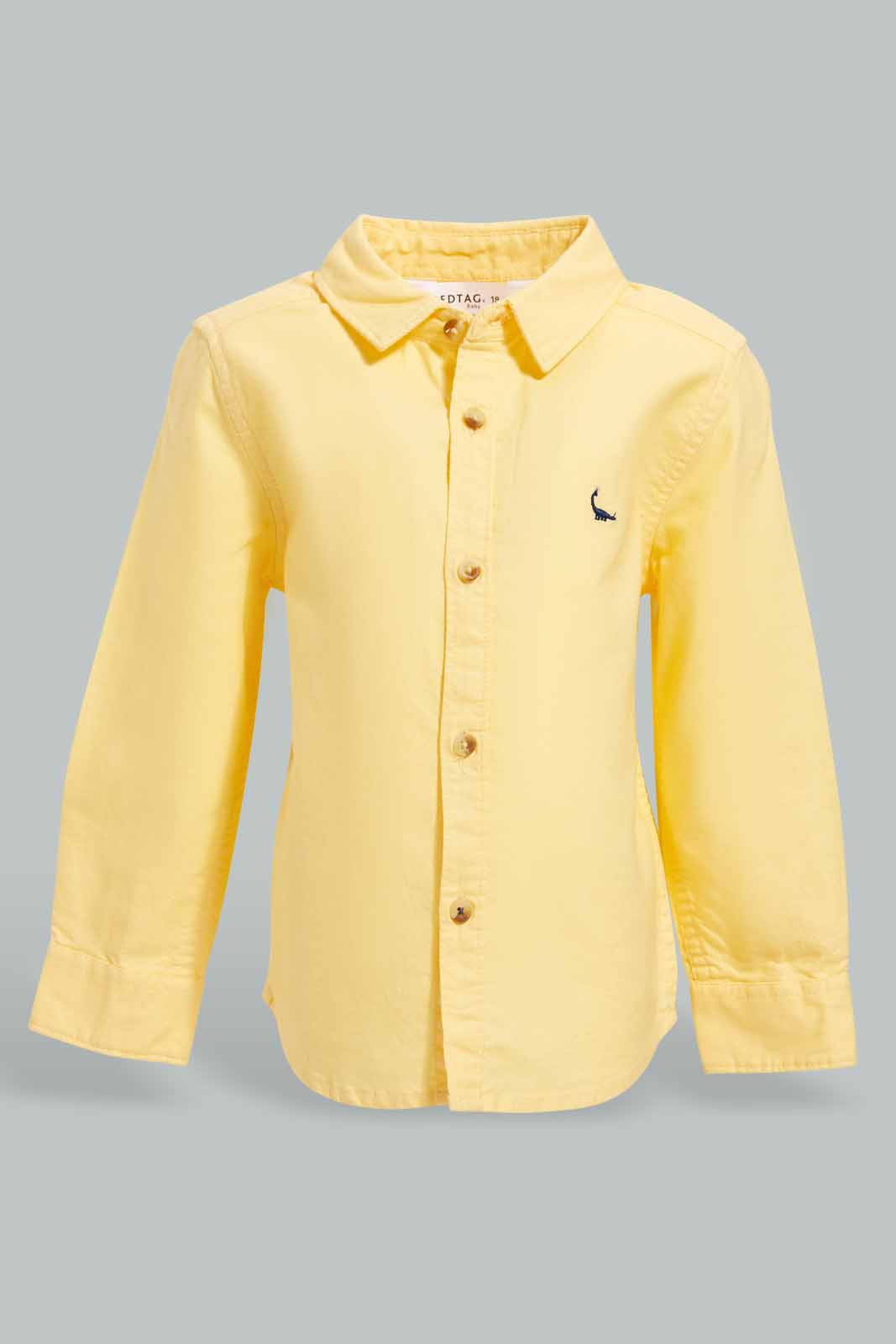 Redtag-Yellow-Oxford-Shirts-Long-Sleeve-Category:Shirts,-Colour:Yellow,-Deals:New-In,-Filter:Infant-Boys-(3-to-24-Mths),-INB-Shirts,-New-In-INB-APL,-Non-Sale,-Section:Boys-(0-to-14Yrs),-W22O-Infant-Boys-3 to 24 Months