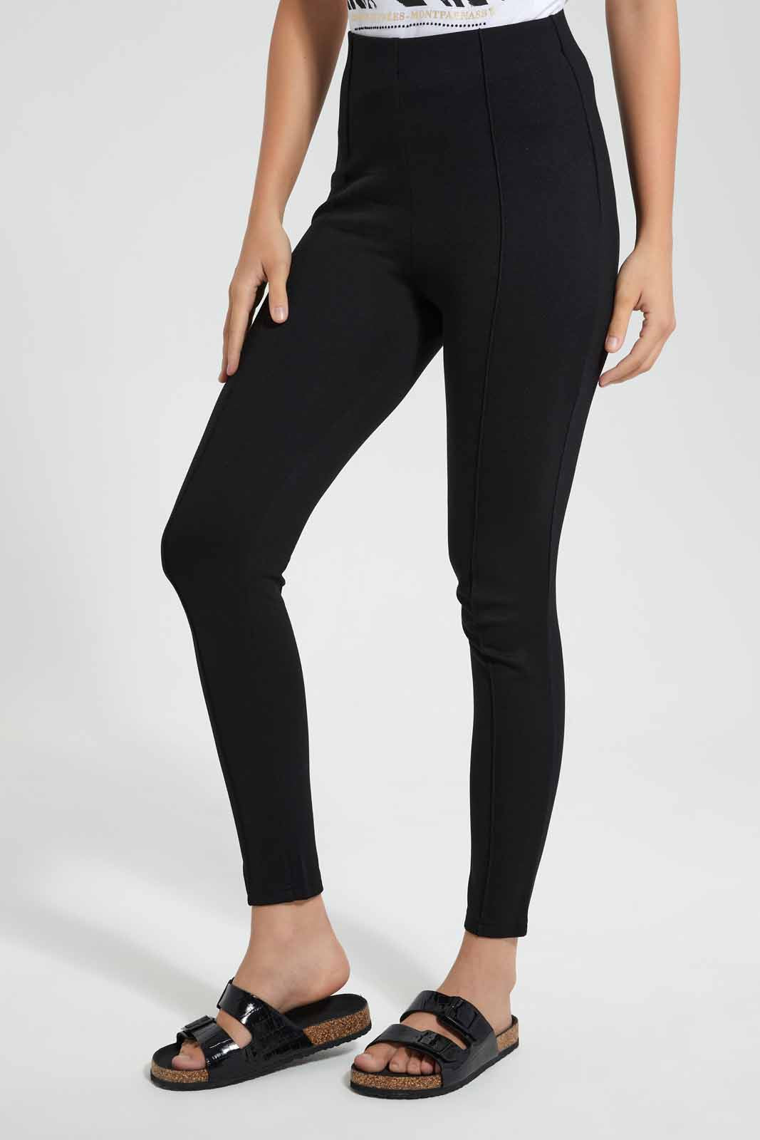 Redtag-Black-Pleated-Pontie-Legging-.-Category:Jeggings,-Colour:Black,-Deals:New-In,-Filter:Women's-Clothing,-New-In-Women,-Non-Sale,-Section:Women,-W22O,-Women-Jeggings-Women's-