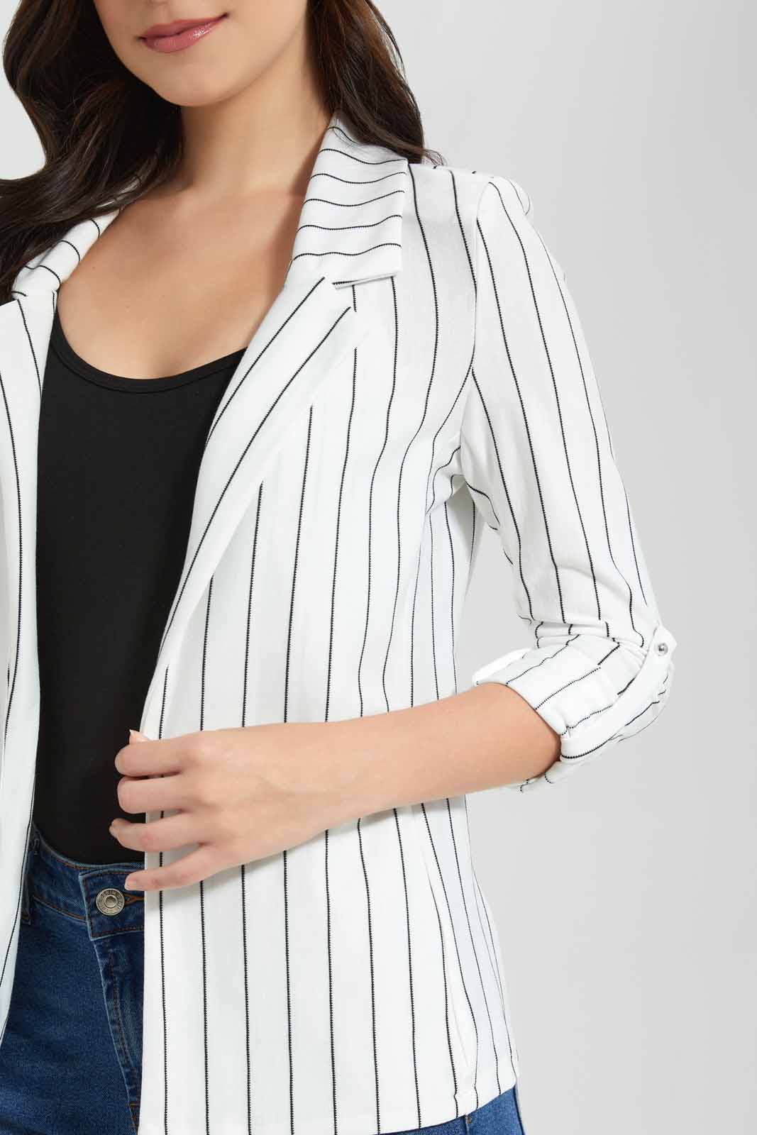 Redtag-White-Stripe-Rolled-Up-Sleeve-Jacket-Category:Jackets,-Colour:White,-Deals:New-In,-Filter:Women's-Clothing,-New-In-Women-APL,-Non-Sale,-Section:Women,-W22O,-Women-Jackets-Women's-