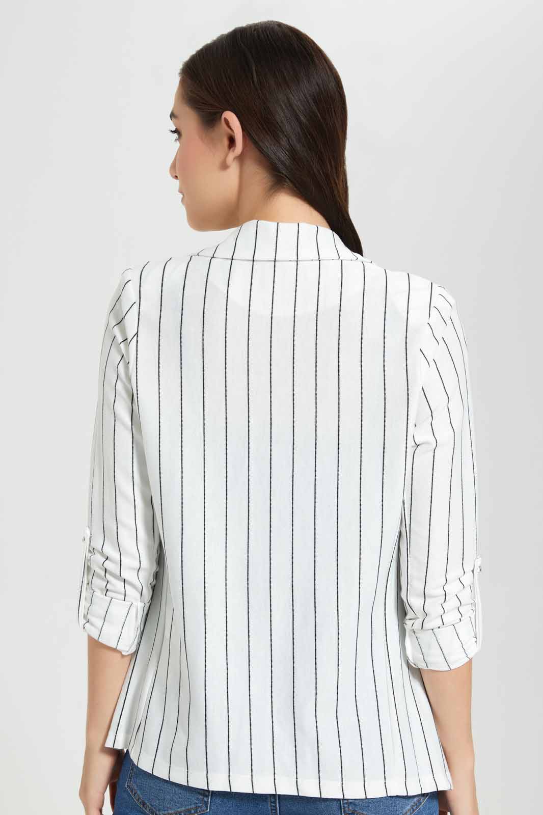 Redtag-White-Stripe-Rolled-Up-Sleeve-Jacket-Category:Jackets,-Colour:White,-Deals:New-In,-Filter:Women's-Clothing,-New-In-Women-APL,-Non-Sale,-Section:Women,-W22O,-Women-Jackets-Women's-