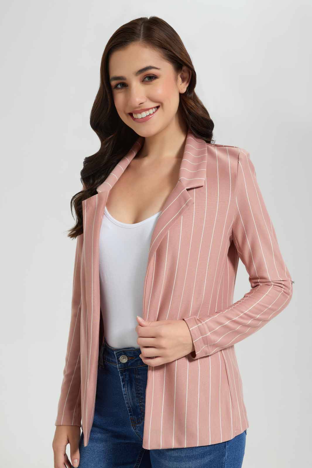 Redtag-Pink-Solid-Roll-Up-Sleeve-Jacket-Category:Jackets,-Colour:Apricot,-Deals:New-In,-Filter:Women's-Clothing,-New-In-Women-APL,-Non-Sale,-Section:Women,-W22O,-Women-Jackets-Women's-