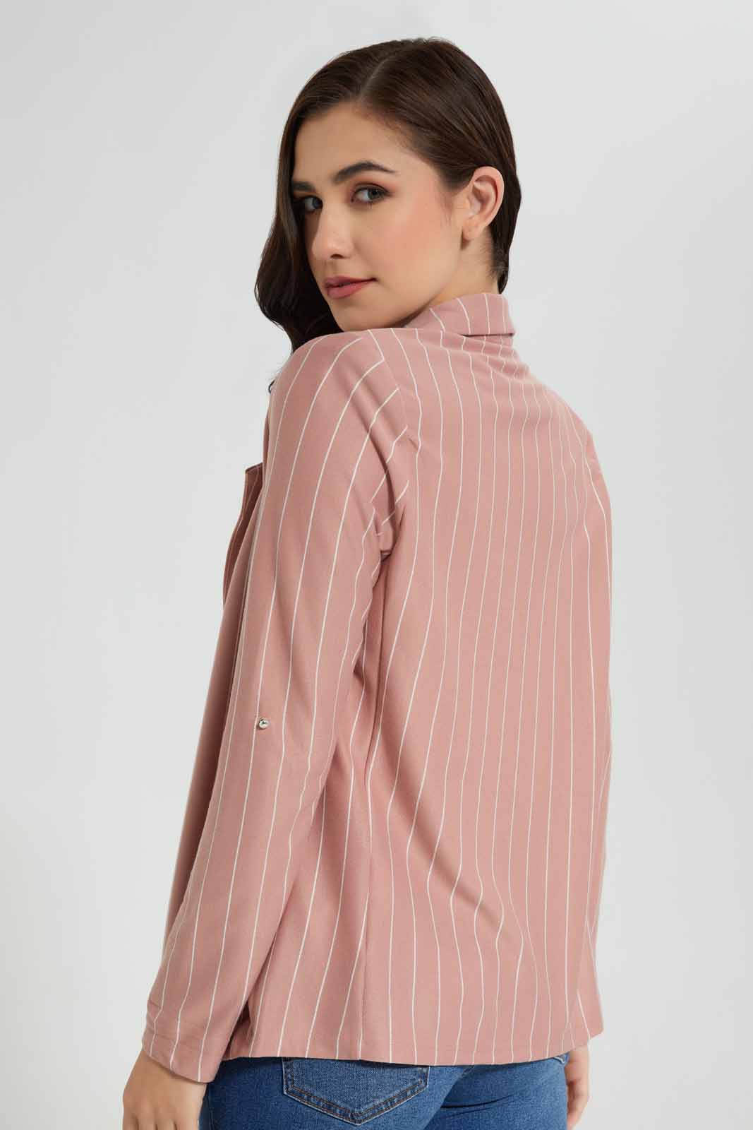 Redtag-Pink-Solid-Roll-Up-Sleeve-Jacket-Category:Jackets,-Colour:Apricot,-Deals:New-In,-Filter:Women's-Clothing,-New-In-Women-APL,-Non-Sale,-Section:Women,-W22O,-Women-Jackets-Women's-