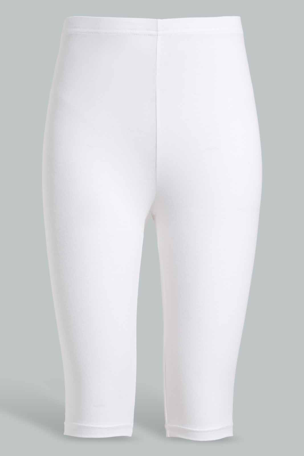 Redtag-White-Knee-Length-Capri-Category:Jeggings,-Colour:White,-Deals:New-In,-Filter:Women's-Clothing,-New-In-Women-APL,-Non-Sale,-Section:Women,-W22O,-Women-Jeggings-Women's-