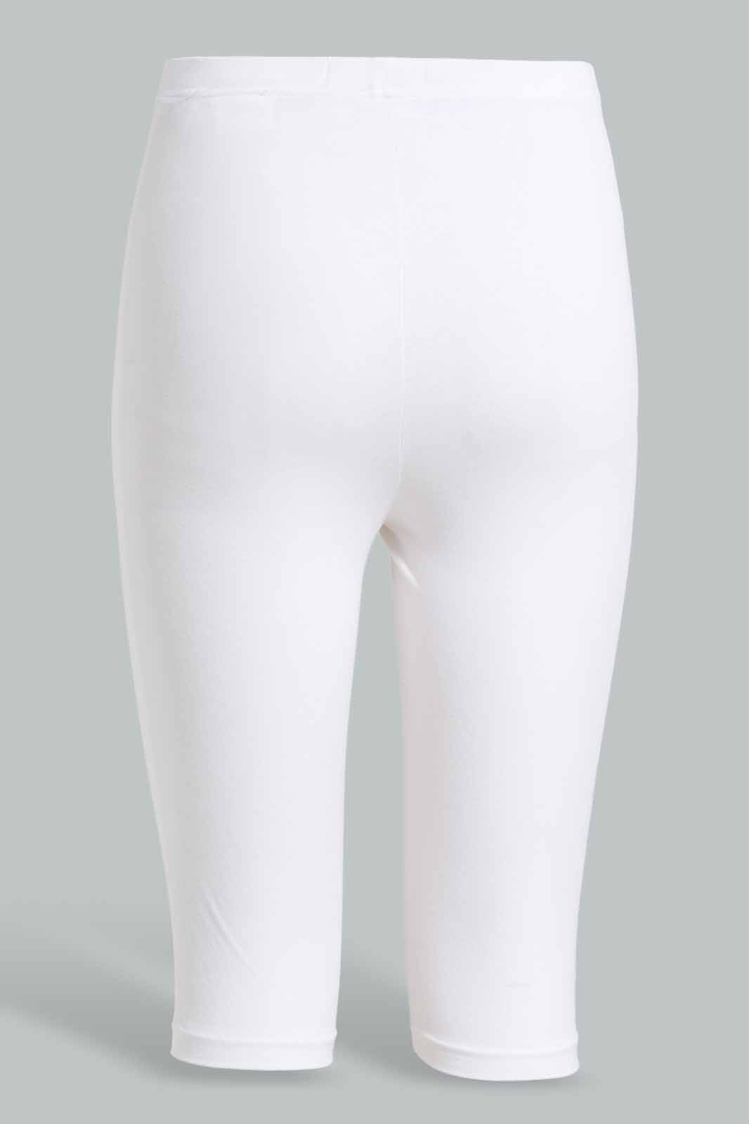 Redtag-White-Knee-Length-Capri-Category:Jeggings,-Colour:White,-Deals:New-In,-Filter:Women's-Clothing,-New-In-Women-APL,-Non-Sale,-Section:Women,-W22O,-Women-Jeggings-Women's-