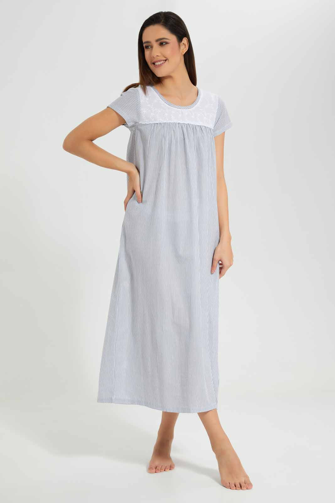 Redtag-Blue-Printed-Nightgown-Category:Nightgowns,-Colour:Blue,-Deals:New-In,-Filter:Women's-Clothing,-New-In-Women-APL,-Non-Sale,-S22D,-Section:Women,-Women-Nightgowns--