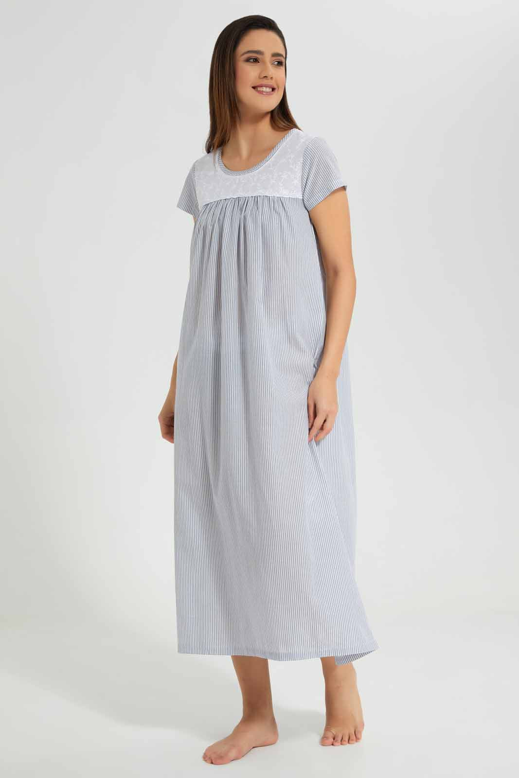 Redtag-Blue-Printed-Nightgown-Category:Nightgowns,-Colour:Blue,-Deals:New-In,-Filter:Women's-Clothing,-New-In-Women-APL,-Non-Sale,-S22D,-Section:Women,-Women-Nightgowns--