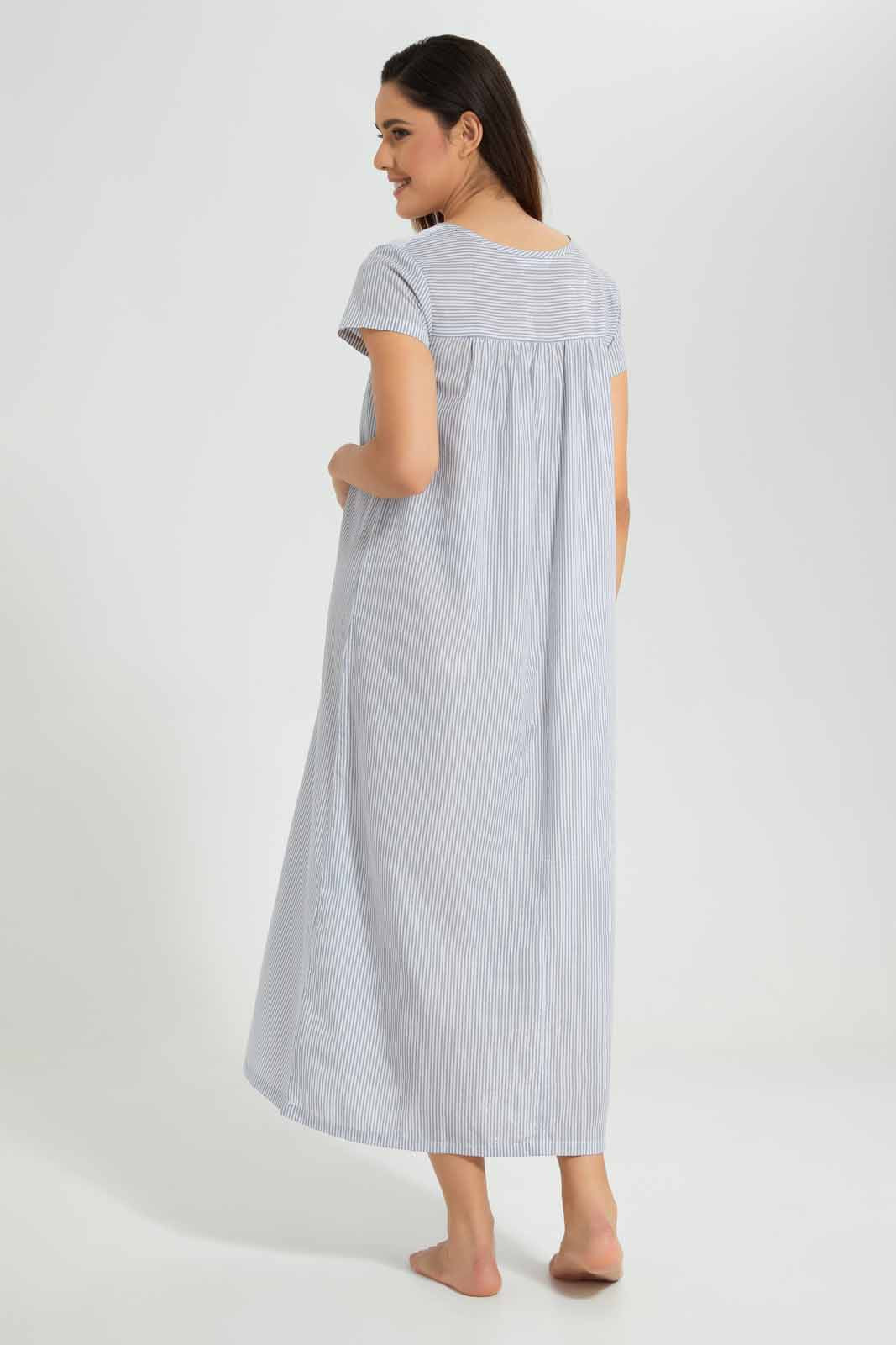 Redtag-Blue-Printed-Nightgown-Category:Nightgowns,-Colour:Blue,-Deals:New-In,-Filter:Women's-Clothing,-New-In-Women-APL,-Non-Sale,-S22D,-Section:Women,-Women-Nightgowns--