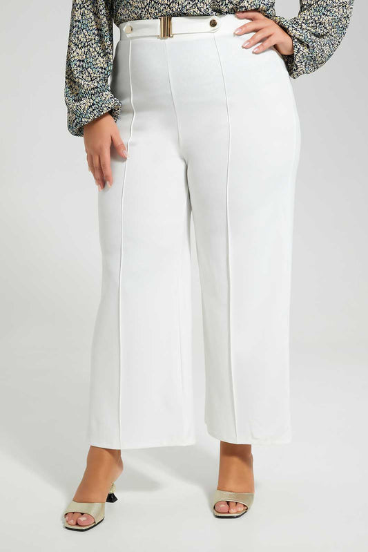 Redtag-White-Buckle-Detail-Wide-Leg-Trouser-Category:Trousers,-Colour:White,-Deals:New-In,-Filter:Plus-Size,-LDP-Trousers,-New-In-LDP-APL,-Non-Sale,-Section:Women,-W22O-Women's-