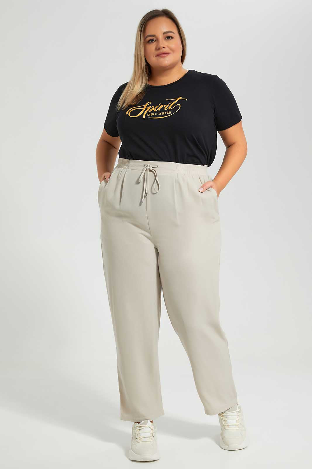 Redtag-Beige-Tapered-Elasticated-Waist-Pants-Category:Trousers,-Colour:Beige,-Deals:New-In,-Filter:Plus-Size,-LDP-Trousers,-New-In-LDP-APL,-Non-Sale,-Section:Women,-W22O-Women's-