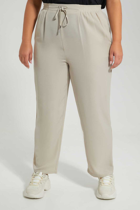 Redtag-Beige-Tapered-Elasticated-Waist-Pants-Category:Trousers,-Colour:Beige,-Deals:New-In,-Filter:Plus-Size,-LDP-Trousers,-New-In-LDP-APL,-Non-Sale,-Section:Women,-W22O-Women's-