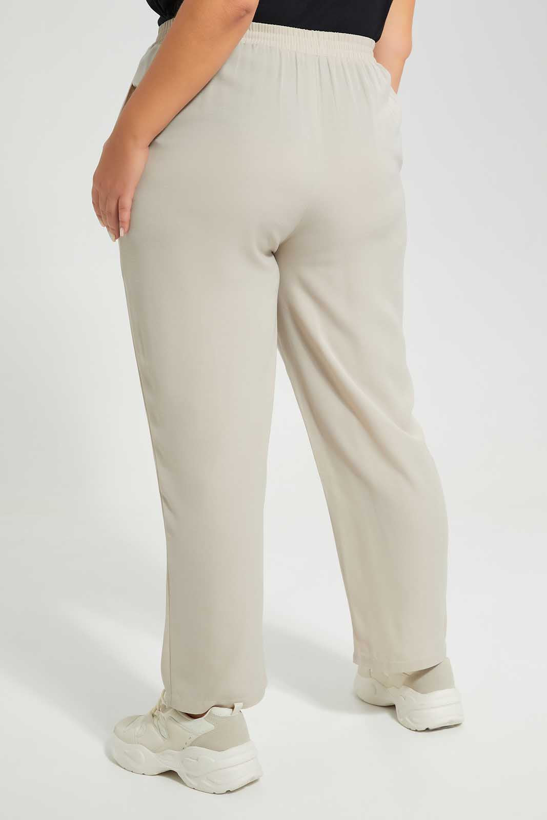 Redtag-Beige-Tapered-Elasticated-Waist-Pants-Category:Trousers,-Colour:Beige,-Deals:New-In,-Filter:Plus-Size,-LDP-Trousers,-New-In-LDP-APL,-Non-Sale,-Section:Women,-W22O-Women's-