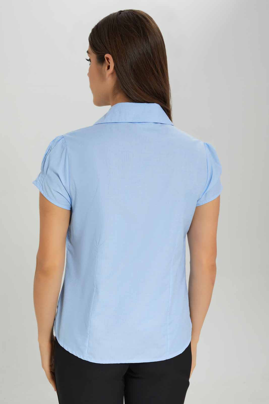 Redtag-Blue-Short-Sleeve-Formal-Shirt-Category:Blouses,-Colour:Blue,-Deals:New-In,-Dept:Ladieswear,-Filter:Women's-Clothing,-New-In-Women-APL,-Non-Sale,-Section:Women,-W22O,-Women-Blouses-Women's-