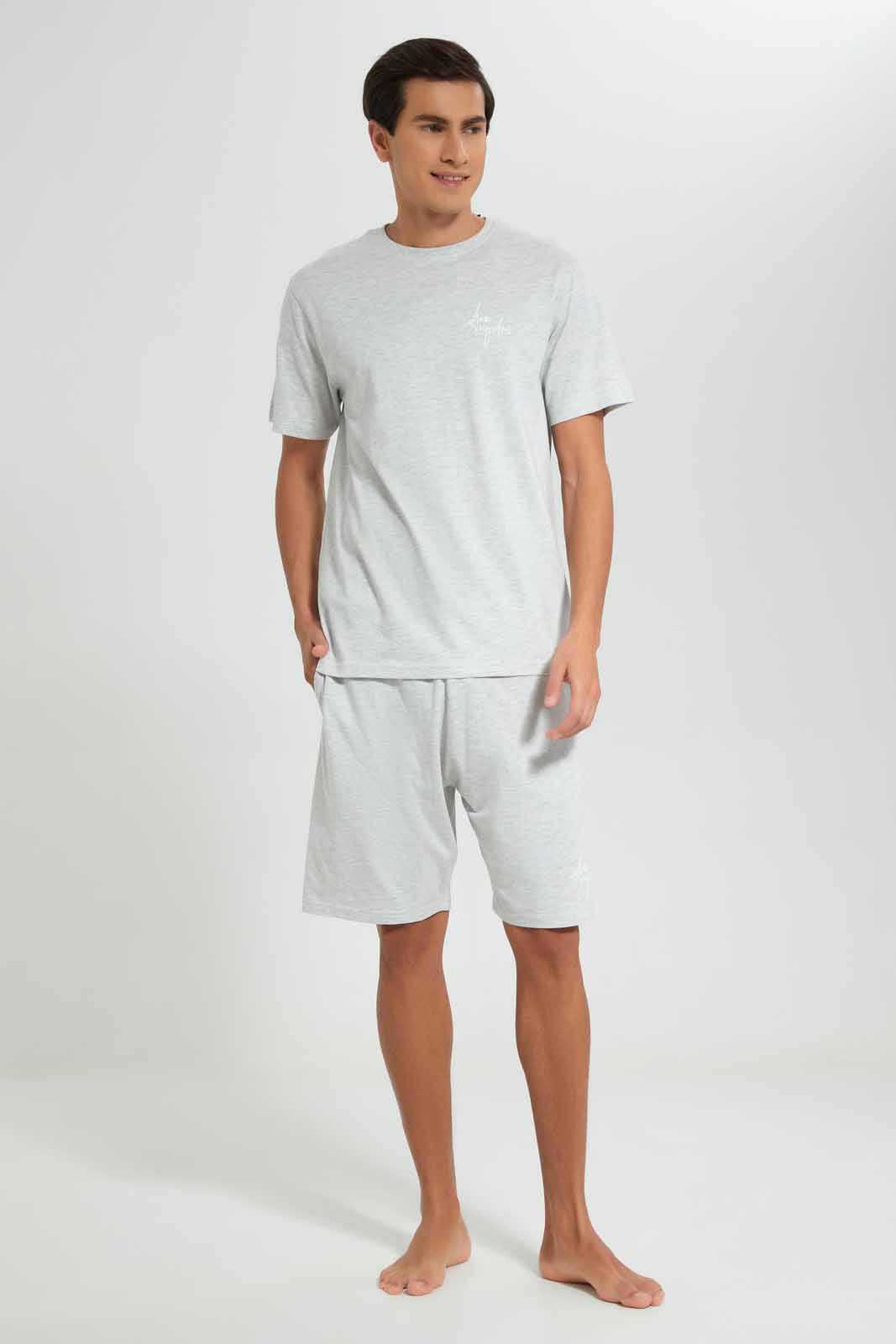 Redtag-Ecru-Pyjama-Short-Set-With-Logo-Category:Pyjama-Sets,-Colour:Ecru,-Deals:New-In,-Filter:Men's-Clothing,-Men-Pyjama-Sets,-New-In-Men-APL,-Non-Sale,-Section:Men,-W22O-Men's-