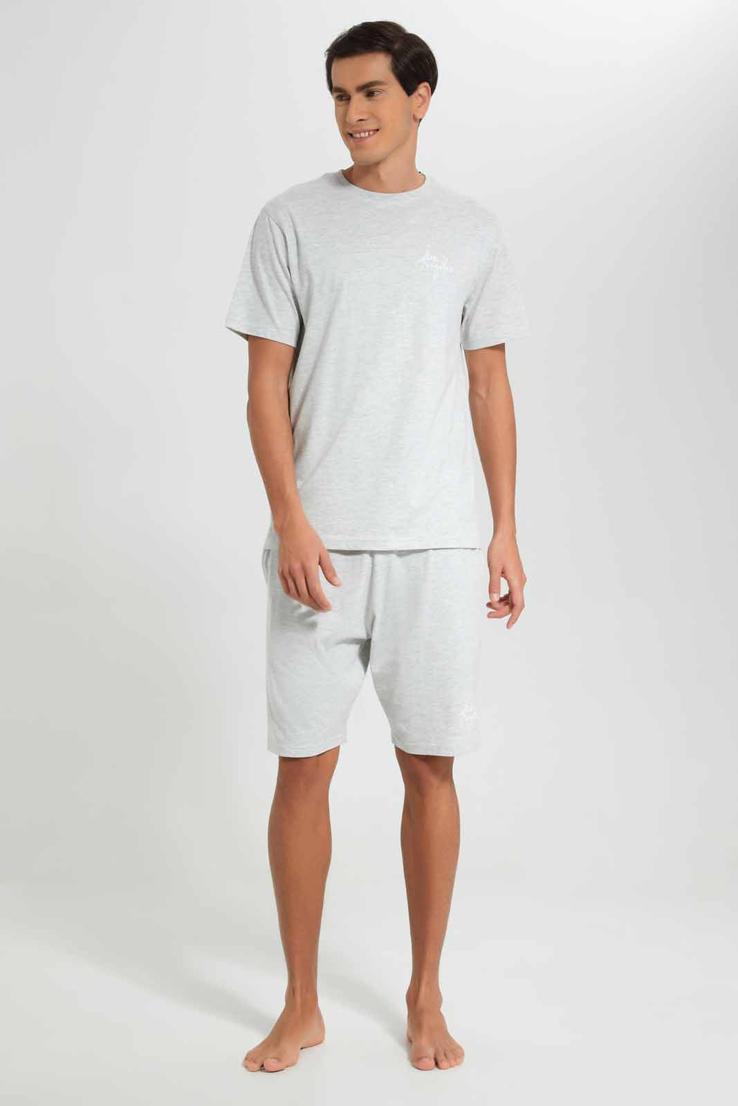 Redtag-Ecru-Pyjama-Short-Set-With-Logo-Category:Pyjama-Sets,-Colour:Ecru,-Deals:New-In,-Filter:Men's-Clothing,-Men-Pyjama-Sets,-New-In-Men-APL,-Non-Sale,-Section:Men,-W22O-Men's-