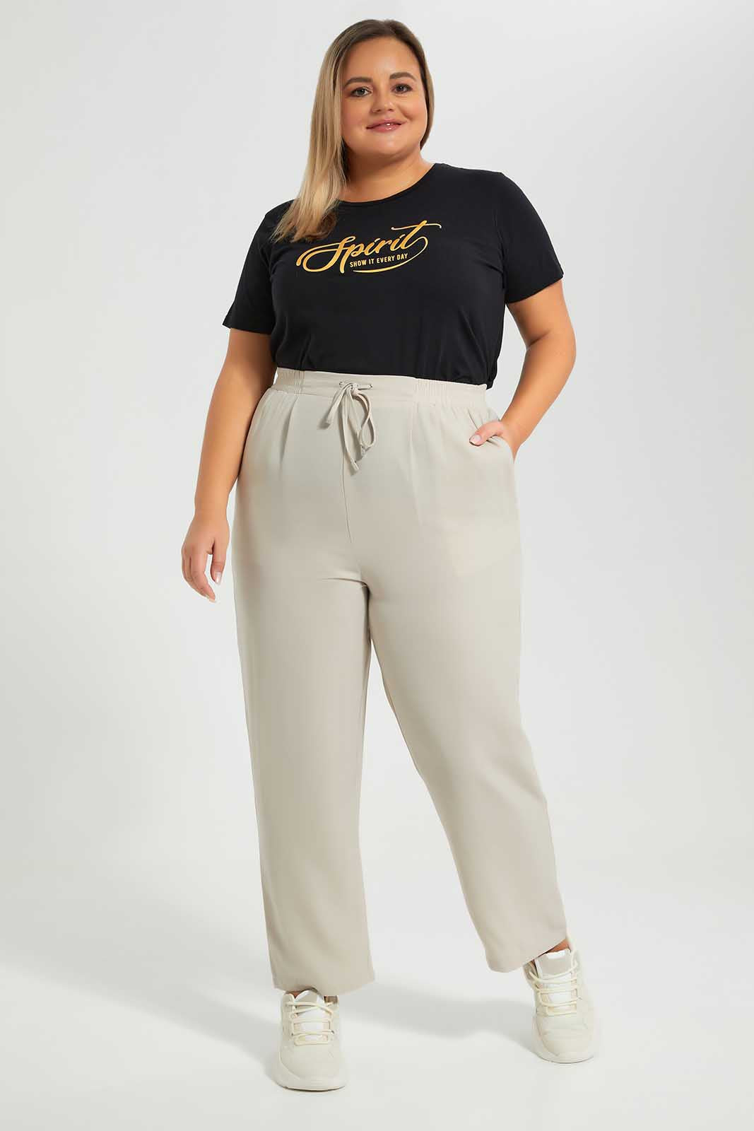 Redtag-Black-Graphic-Tee-Category:T-Shirts,-Colour:Black,-Deals:New-In,-Filter:Plus-Size,-LDP-T-Shirts,-New-In-LDP-APL,-Non-Sale,-Section:Women,-TBL,-W22O-Women's-