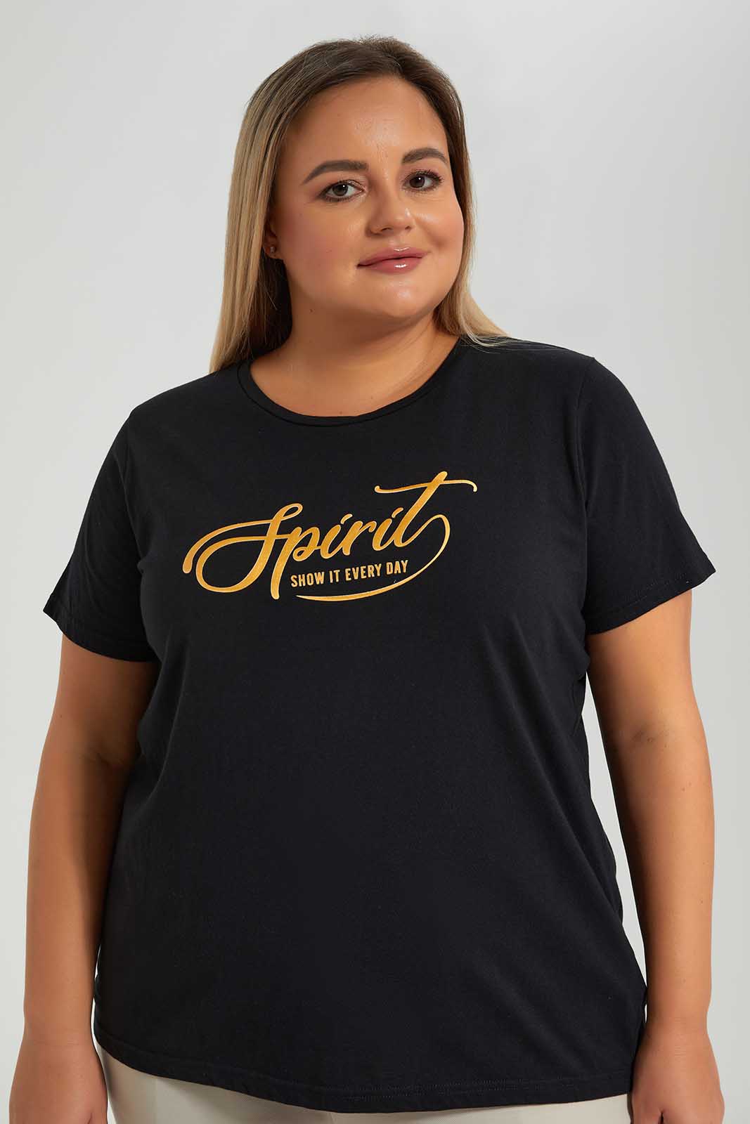 Redtag-Black-Graphic-Tee-Category:T-Shirts,-Colour:Black,-Deals:New-In,-Filter:Plus-Size,-LDP-T-Shirts,-New-In-LDP-APL,-Non-Sale,-Section:Women,-TBL,-W22O-Women's-