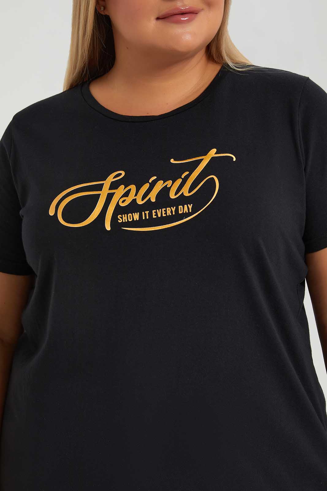 Redtag-Black-Graphic-Tee-Category:T-Shirts,-Colour:Black,-Deals:New-In,-Filter:Plus-Size,-LDP-T-Shirts,-New-In-LDP-APL,-Non-Sale,-Section:Women,-TBL,-W22O-Women's-
