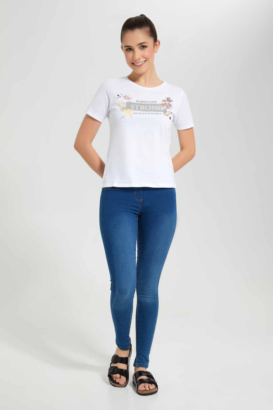 Redtag-White-Stay-Strong-Printed-T-Shirt-Category:T-Shirts,-Colour:White,-Deals:New-In,-Filter:Women's-Clothing,-New-In-Women-APL,-Non-Sale,-Section:Women,-TBL,-W22O,-Women-T-Shirts-Women's-