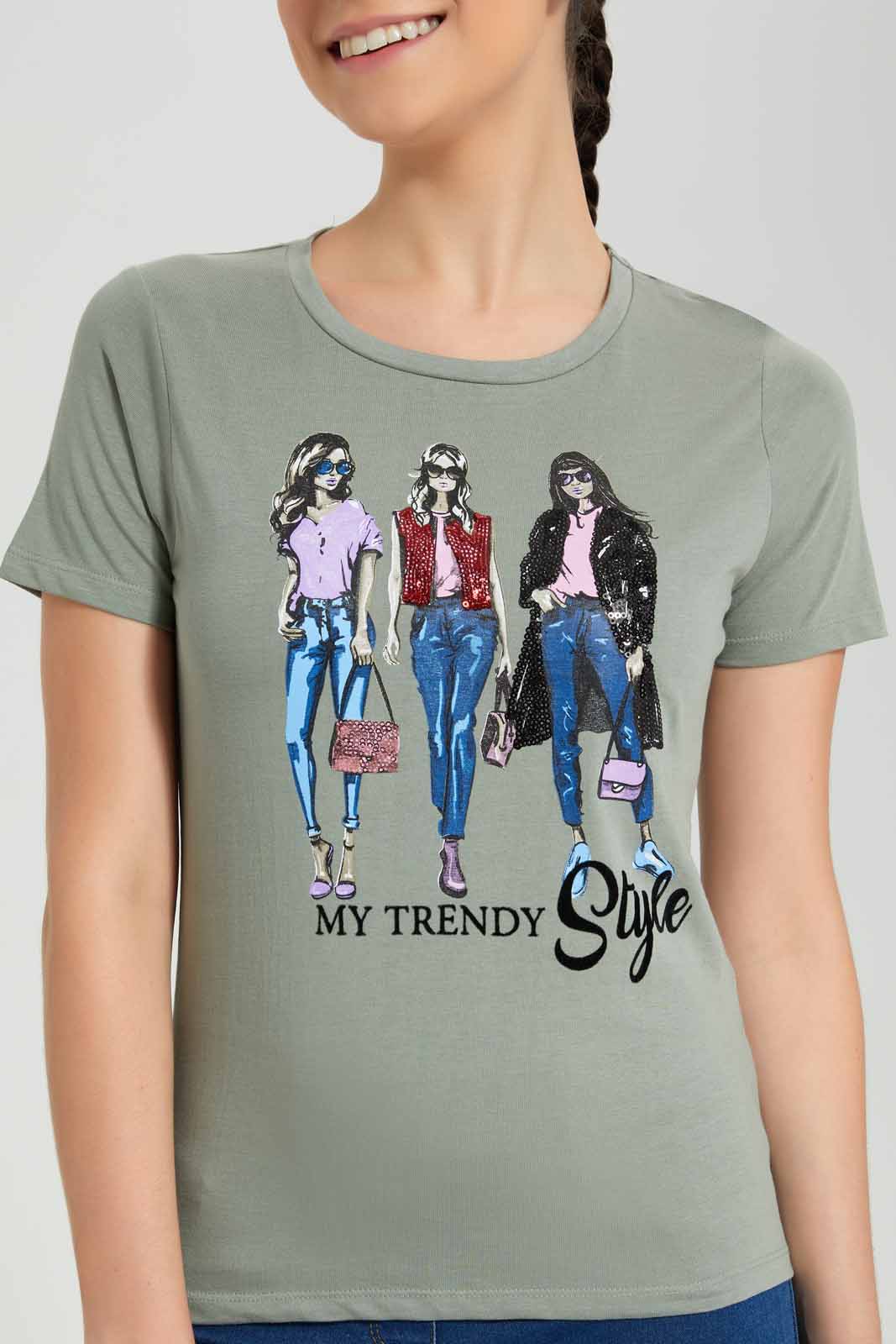 Redtag-Olive-Trend-Style-Embellished-T-Shirt-Category:T-Shirts,-Colour:Olive,-Deals:New-In,-Filter:Women's-Clothing,-New-In-Women-APL,-Non-Sale,-Section:Women,-TBL,-W22O,-Women-T-Shirts-Women's-