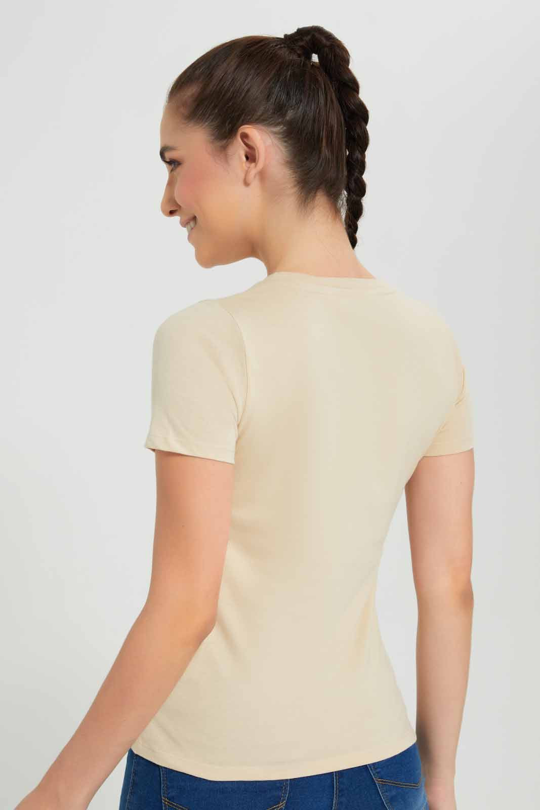 Redtag-Beige-Paris-Floral-Embellished-T-Shirt-Category:T-Shirts,-Colour:Beige,-Deals:New-In,-Filter:Women's-Clothing,-New-In-Women-APL,-Non-Sale,-Section:Women,-TBL,-W22O,-Women-T-Shirts-Women's-