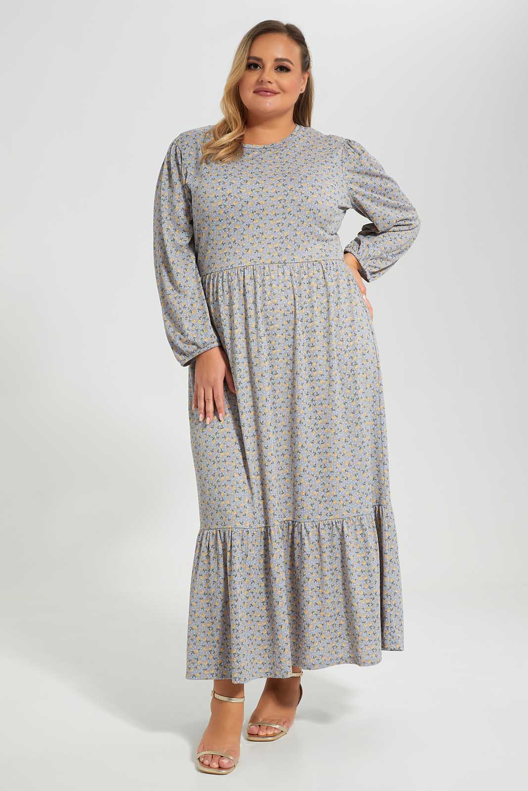 Redtag-Assorted-3/4-Sleeve-Tiered-Midi-Dress-Category:Dresses,-Colour:Assorted,-Deals:New-In,-Filter:Plus-Size,-LDP-Dresses,-New-In-LDP-APL,-Non-Sale,-Section:Women,-W22O-Women's-