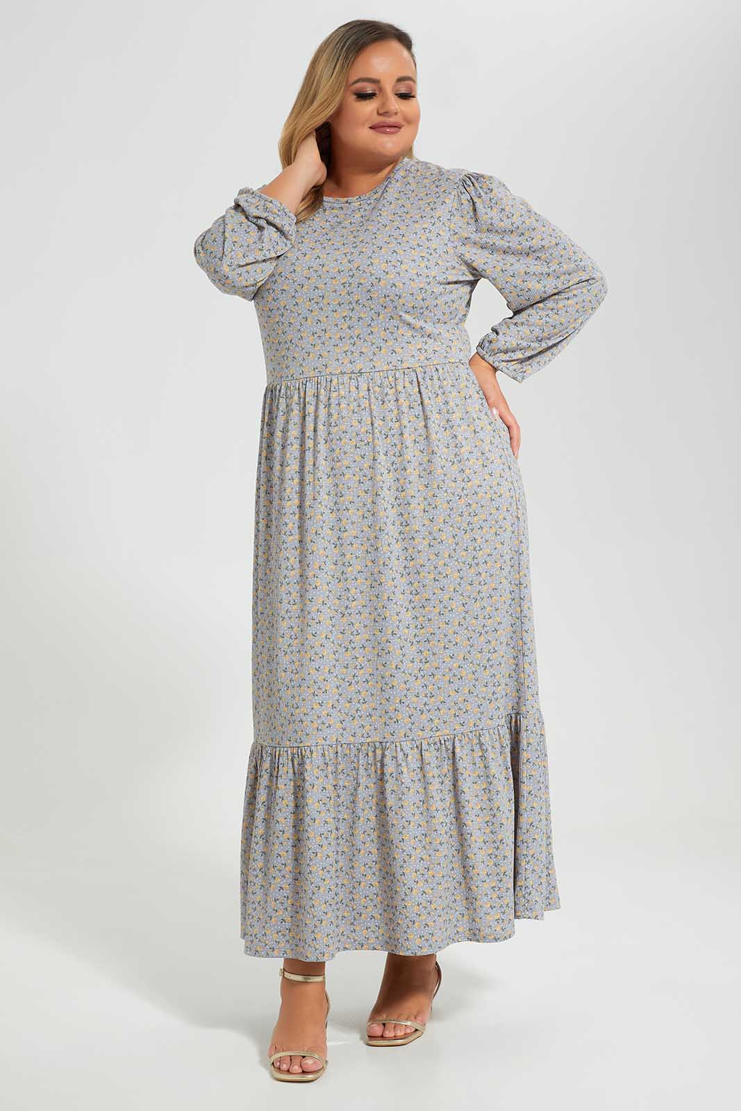 Redtag-Assorted-3/4-Sleeve-Tiered-Midi-Dress-Category:Dresses,-Colour:Assorted,-Deals:New-In,-Filter:Plus-Size,-LDP-Dresses,-New-In-LDP-APL,-Non-Sale,-Section:Women,-W22O-Women's-