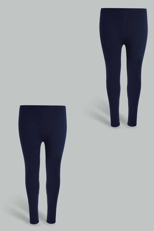 Redtag-Navy-Pack-Of-2-Leggings---Crop-X-Long-Category:Joggers,-Colour:Navy,-Deals:New-In,-Filter:Plus-Size,-LDP-Joggers,-New-In-LDP-APL,-Non-Sale,-Section:Women,-W22O-Women's-