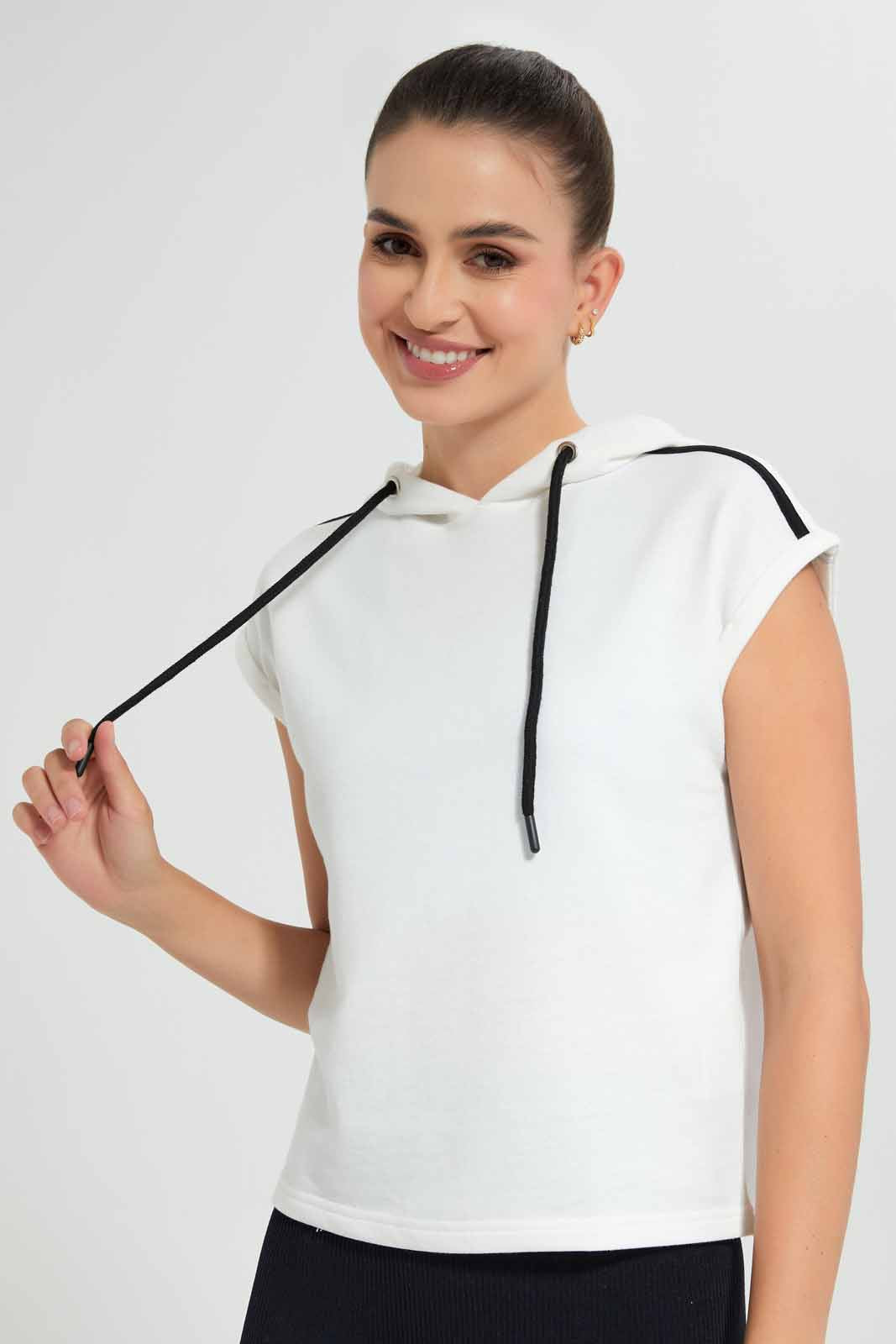Redtag-White-Ladies-Extended-Shoulder-Hoodie-Sweatshirt-Category:Sweatshirts,-Colour:White,-Deals:New-In,-Filter:Women's-Clothing,-New-In-Women,-Non-Sale,-Section:Women,-W22O,-Women-Sweatshirts-Women's-