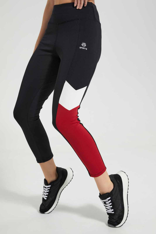 Redtag-Black-Color-Block-Active-Pant-Category:Joggers,-Colour:Black,-Deals:New-In,-Filter:Women's-Clothing,-New-In-Women-APL,-Non-Sale,-Section:Women,-W22O,-Women-Joggers-Women's-