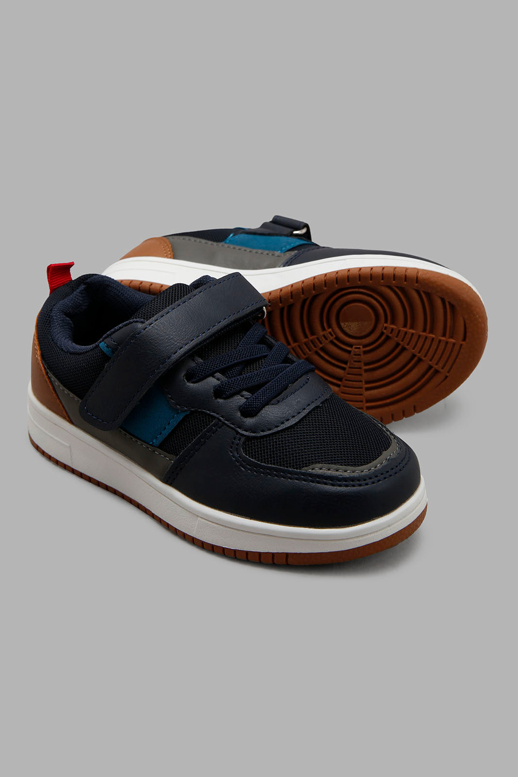 Redtag-Navy-Color-Block-Sneakers-BOY-Shoes,-Category:Shoes,-Colour:Navy,-Deals:New-In,-Filter:Boys-Footwear-(3-to-5-Yrs),-New-In-BOY-FOO,-Non-Sale,-Section:Boys-(0-to-14Yrs),-W22B-Boys-3 to 5 Years