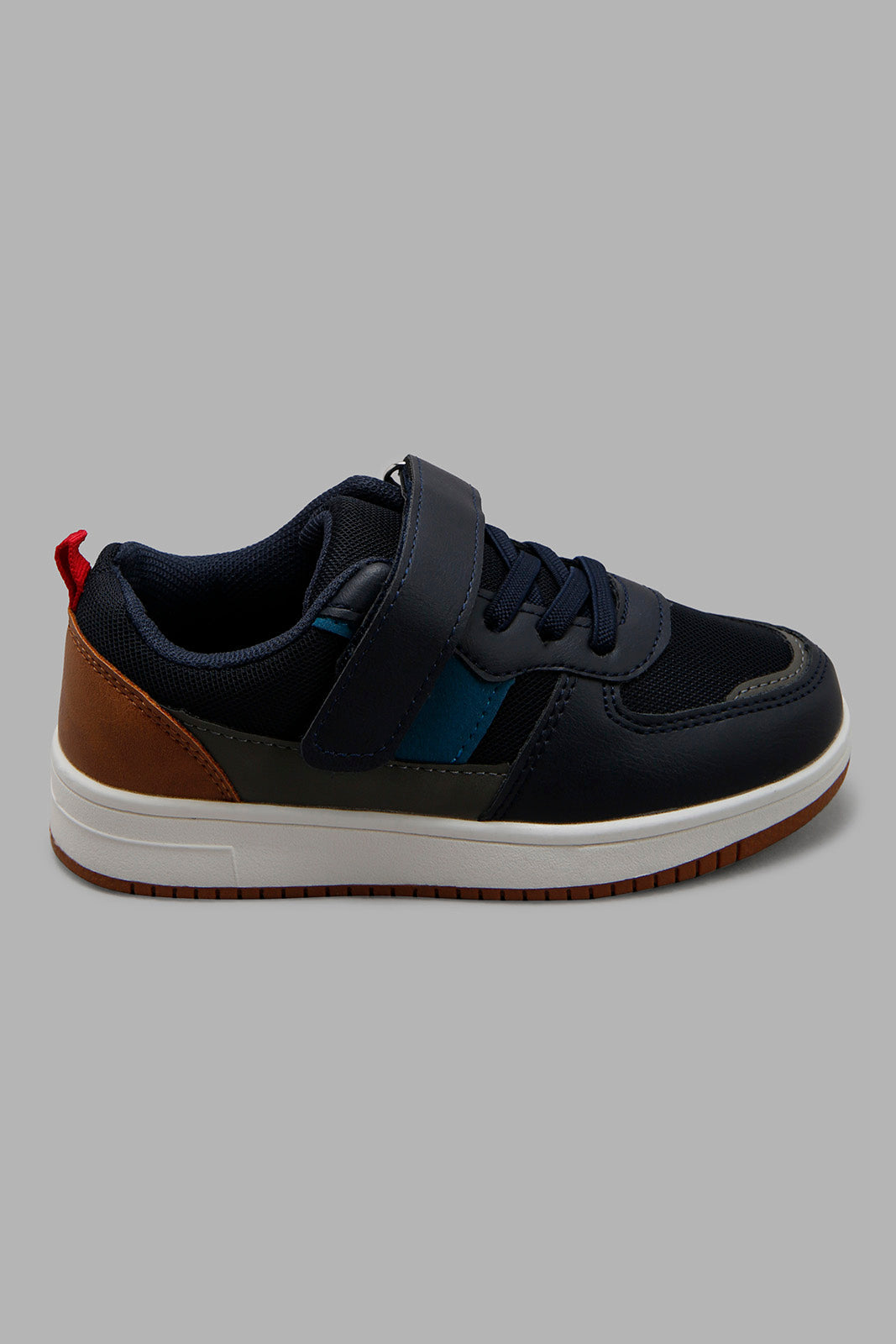 Redtag-Navy-Color-Block-Sneakers-BOY-Shoes,-Category:Shoes,-Colour:Navy,-Deals:New-In,-Filter:Boys-Footwear-(3-to-5-Yrs),-New-In-BOY-FOO,-Non-Sale,-Section:Boys-(0-to-14Yrs),-W22B-Boys-3 to 5 Years