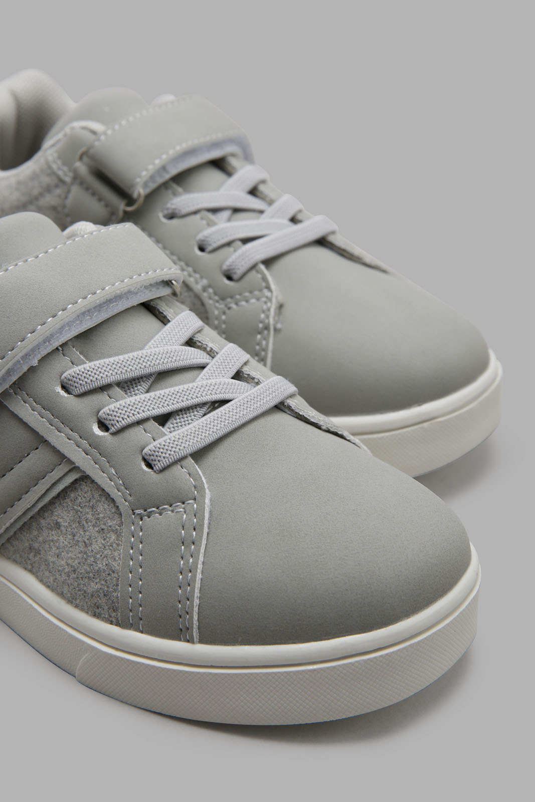 Redtag-Grey-Color-Block-Sneakers-BOY-Shoes,-Category:Shoes,-Colour:Grey,-Deals:New-In,-Filter:Boys-Footwear-(3-to-5-Yrs),-New-In-BOY-FOO,-Non-Sale,-Section:Boys-(0-to-14Yrs),-W22A-Boys-3 to 5 Years