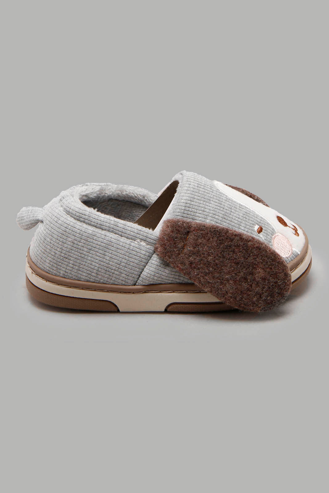 Redtag-Grey-Character-Dog-Slippers-BOY-Slippers,-Category:Slippers,-CHR,-Colour:Grey,-Deals:New-In,-Filter:Boys-Footwear-(3-to-5-Yrs),-New-In-BOY-FOO,-Non-Sale,-Section:Boys-(0-to-14Yrs),-W22A-Boys-3 to 5 Years