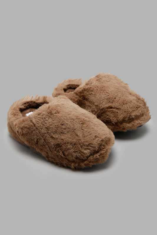 Redtag-Tan-Furr-Slippers-BOY-Slippers,-Category:Slippers,-CHR,-Colour:Tan,-Deals:New-In,-Filter:Boys-Footwear-(3-to-5-Yrs),-New-In-BOY-FOO,-Non-Sale,-Section:Boys-(0-to-14Yrs),-W22A-Boys-3 to 5 Years