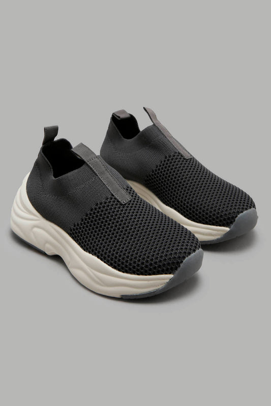 Redtag-Mid-Grey-Knit-Slip-On-BOY-Trainers,-Category:Trainers,-Colour:Grey,-Deals:New-In,-Filter:Boys-Footwear-(3-to-5-Yrs),-New-In-BOY-FOO,-Non-Sale,-Section:Boys-(0-to-14Yrs),-W22A-Boys-3 to 5 Years