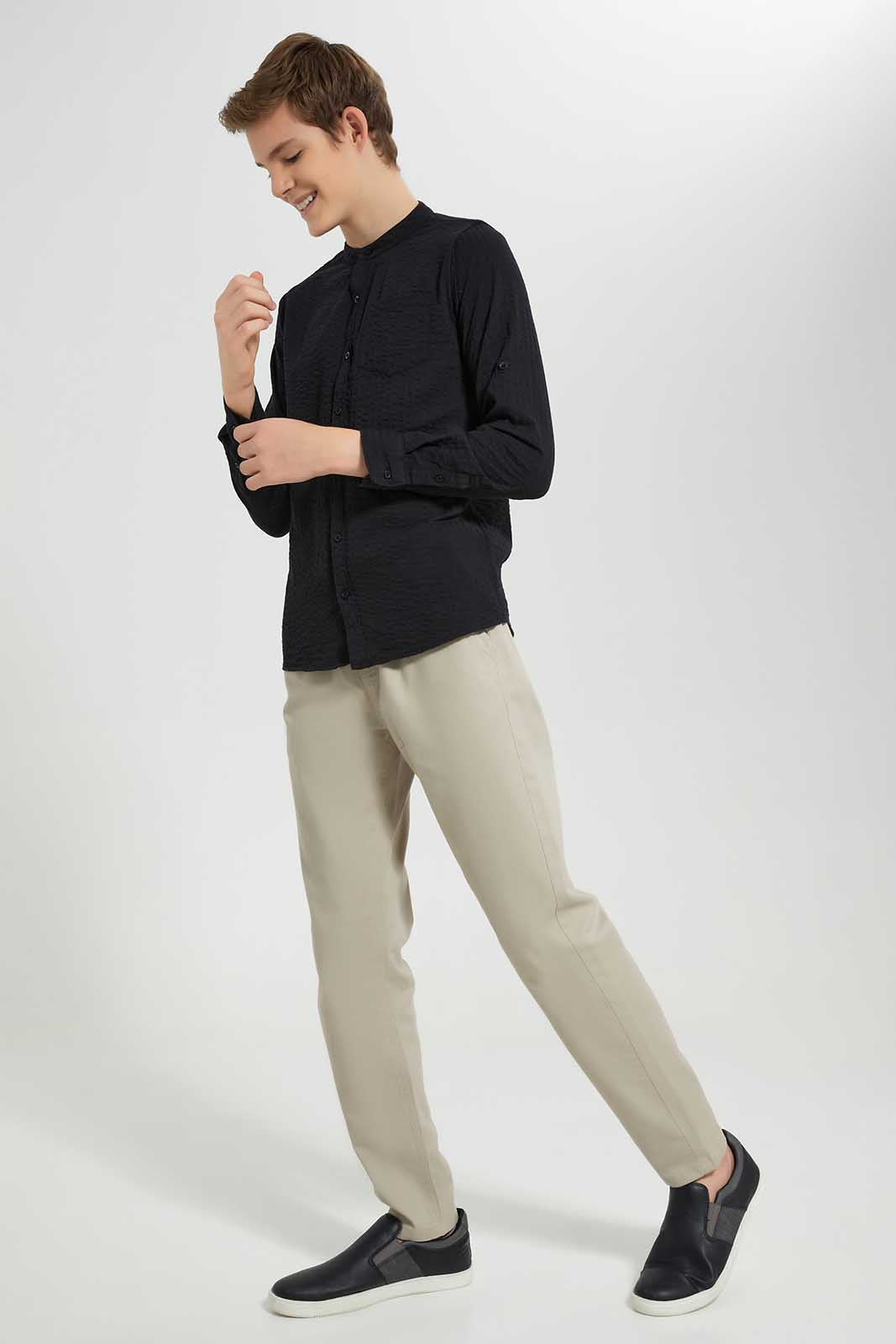 Redtag-Black-Seersucker-Solid-Casual-Shirt-BSR-Shirts,-Category:Shirts,-Colour:Black,-Deals:New-In,-Filter:Senior-Boys-(8-to-14-Yrs),-New-In-BSR-APL,-Non-Sale,-Section:Boys-(0-to-14Yrs),-W22O-Senior-Boys-9 to 14 Years