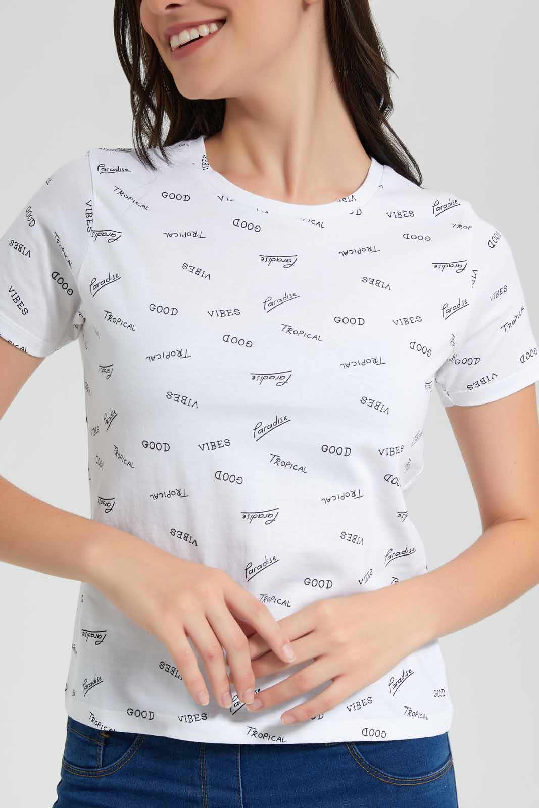Redtag-White-Allover-Printed-T-Shirt-Category:T-Shirts,-Colour:White,-Deals:New-In,-Filter:Women's-Clothing,-New-In-Women,-Non-Sale,-Section:Women,-TBL,-W22O,-Women-T-Shirts-Women's-