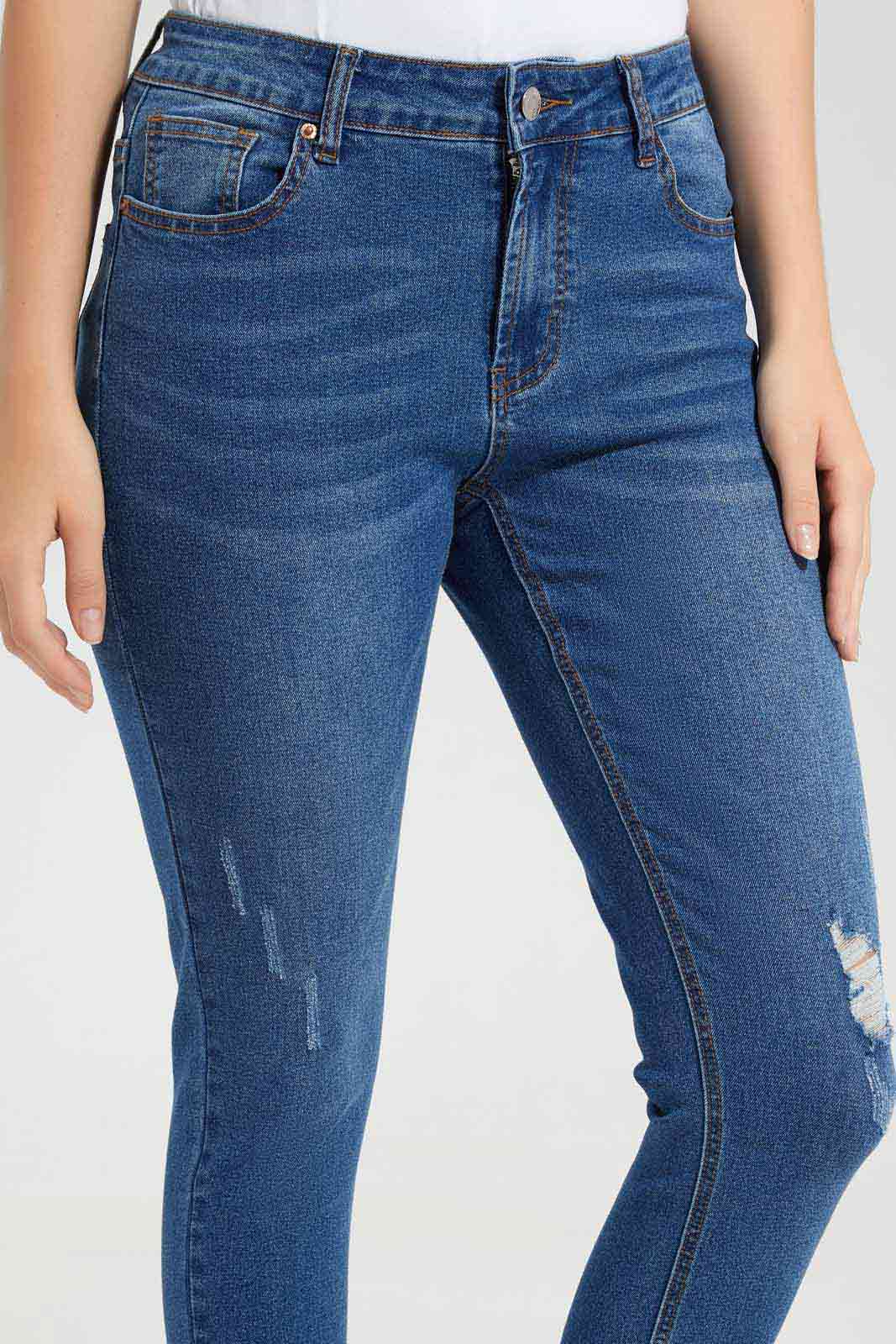 Redtag-Dark-Wash-Skinny-Low-Waist-Jeans-Category:Jeans,-Colour:Dark-Wash,-Deals:New-In,-Filter:Women's-Clothing,-FIT-WALL-(FTW),-New-In-Women-APL,-Non-Sale,-Section:Women,-W22O,-Women-Jeans-Women's-
