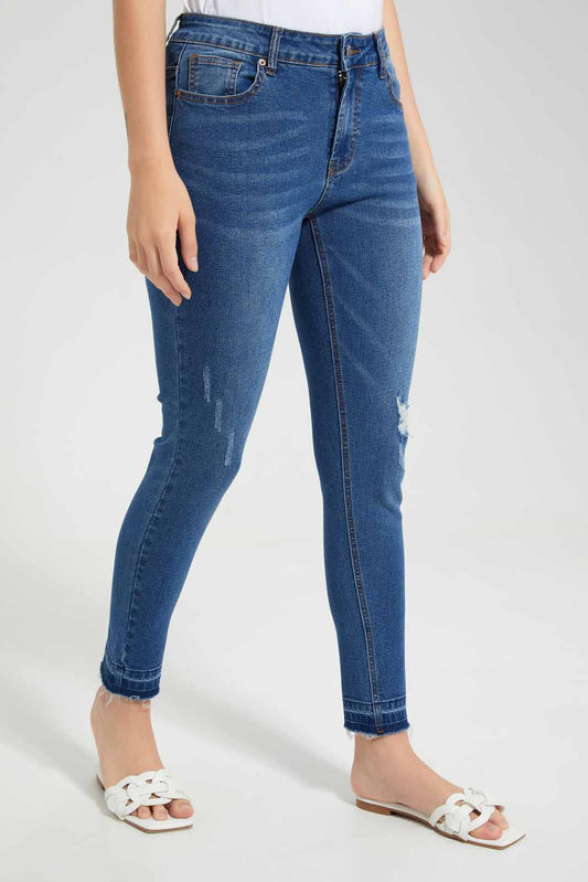 Redtag-Dark-Wash-Skinny-Low-Waist-Jeans-Category:Jeans,-Colour:Dark-Wash,-Deals:New-In,-Filter:Women's-Clothing,-FIT-WALL-(FTW),-New-In-Women-APL,-Non-Sale,-Section:Women,-W22O,-Women-Jeans-Women's-